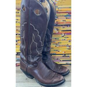 Tony Lama 18” VTG Cowboy Boots Buckaroo Brown Western Men's 7.5 D